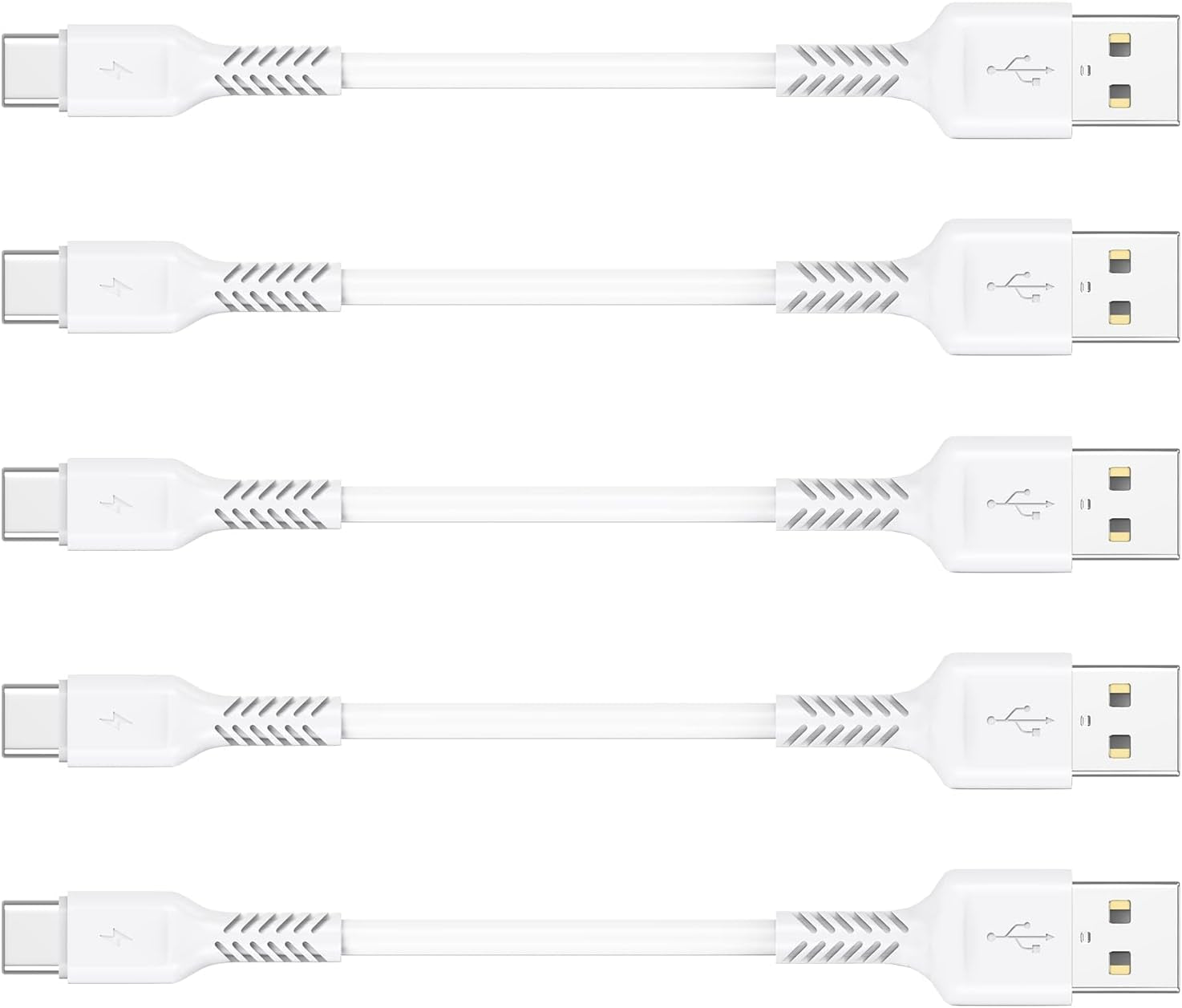 5-Pack Short 4-Inch USB C Cables Fast Charging Station Compatible with Samsung Galaxy LG (White)